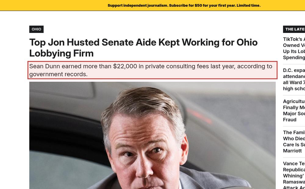 Screenshot of the source on washingtonsun.com, with the key passage boxed in red