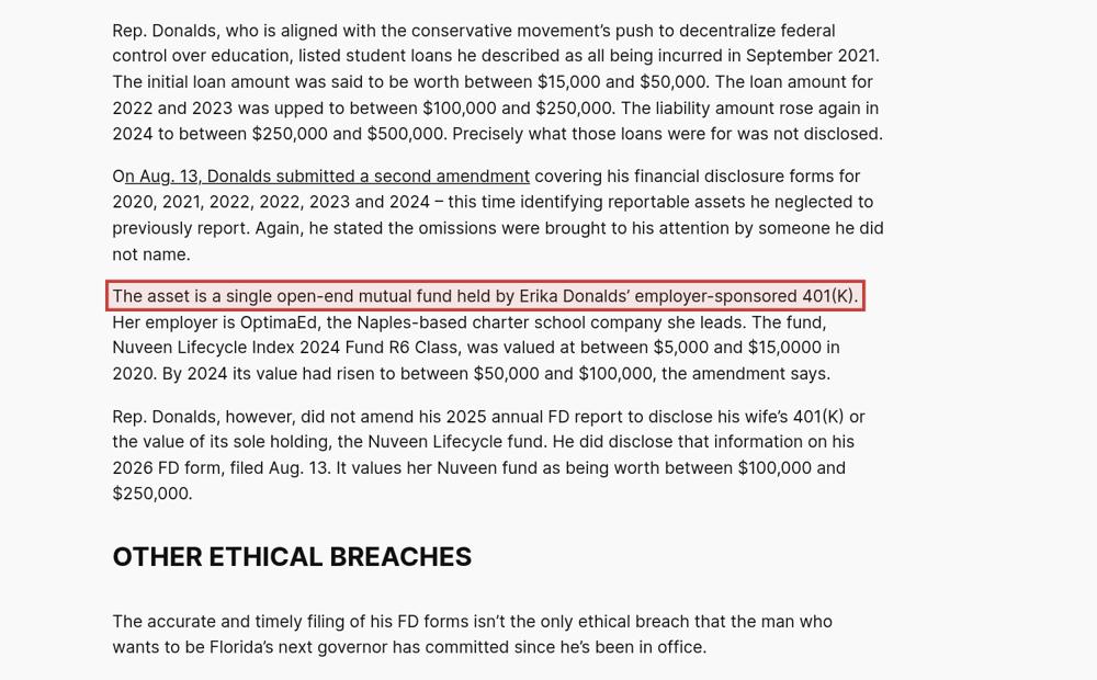 Screenshot of the source on floridabulldog.org, with the key passage boxed in red