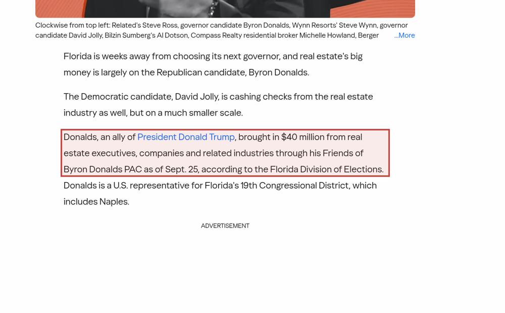 Screenshot of the source on yahoo.com, with the key passage boxed in red