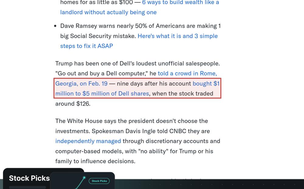 Screenshot of the source on finance.yahoo.com, with the key passage boxed in red
