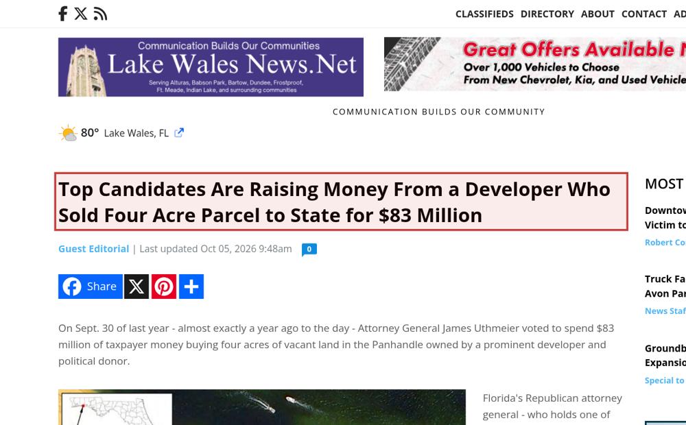 Screenshot of the source on lakewalesnews.net, with the key passage boxed in red