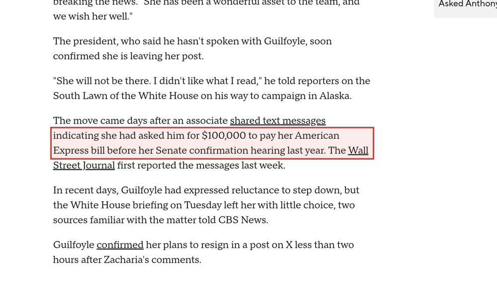 Screenshot of the source on cbsnews.com, with the key passage boxed in red