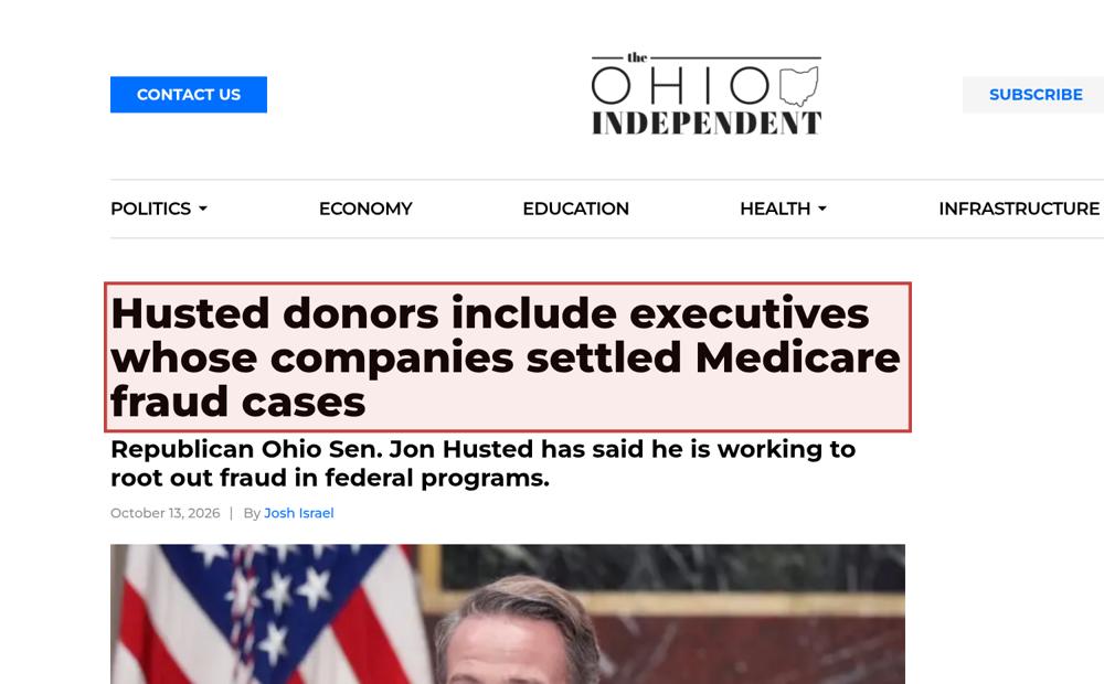 Screenshot of the source on ohioindependent.com, with the key passage boxed in red