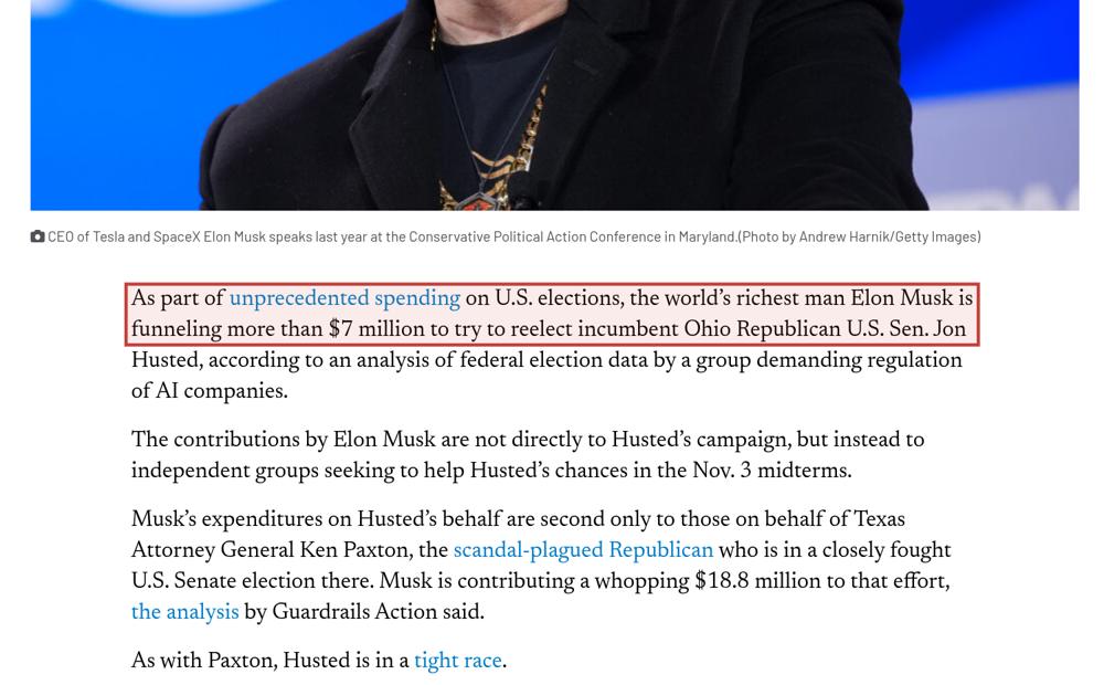 Screenshot of the source on ohiocapitaljournal.com, with the key passage boxed in red
