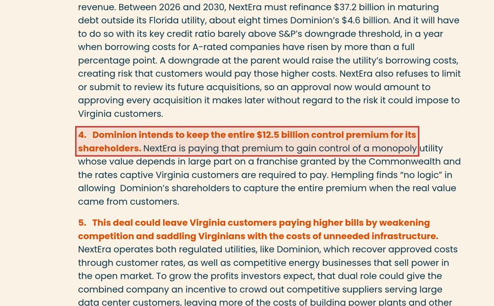 Screenshot of the source on cleanvirginia.org, with the key passage boxed in red